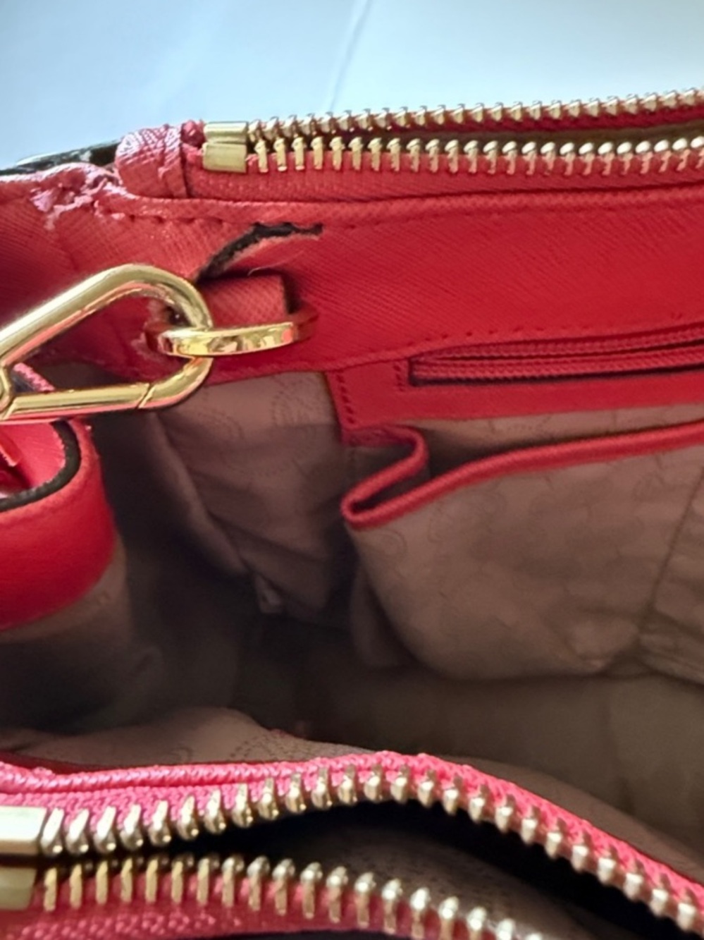 MICHAEL KORS Red/Pink Saffiano Satchel with Gold Hardware - Picture 12 of 12